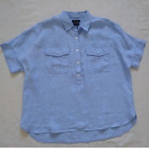 J Crew irish linen popover tunic blue top Baird McNutt